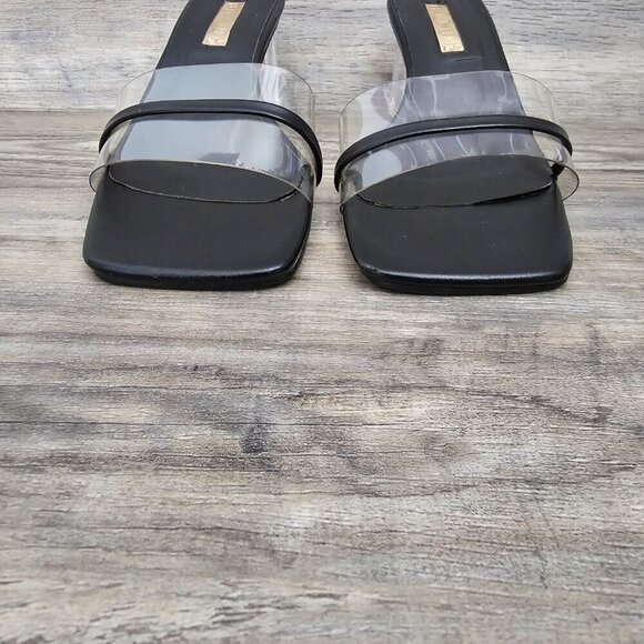 Billini Ukari Transparent Block Heel Black Clear Slide Sandal - Picture 5 of 11